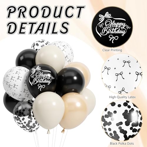 Image of 142Pcs Black Bow Balloon Garland Arch Kit - Coquette Birthday Decorations with Black and White Balloons, Bow Balloons and Satin Ribbon Bows for Birthday Wedding Baby Shower Bachelorette Party Decor