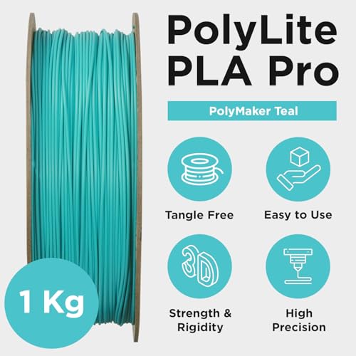 Image of Polymaker PLA PRO Filament 1.75mm, Tough & High Rigidity Teal, 1kg Cardboard Spool - PolyLite PLA PRO 3D Printer Filament 1.75mm, Print with Most 3D Printers Using 3D Filament