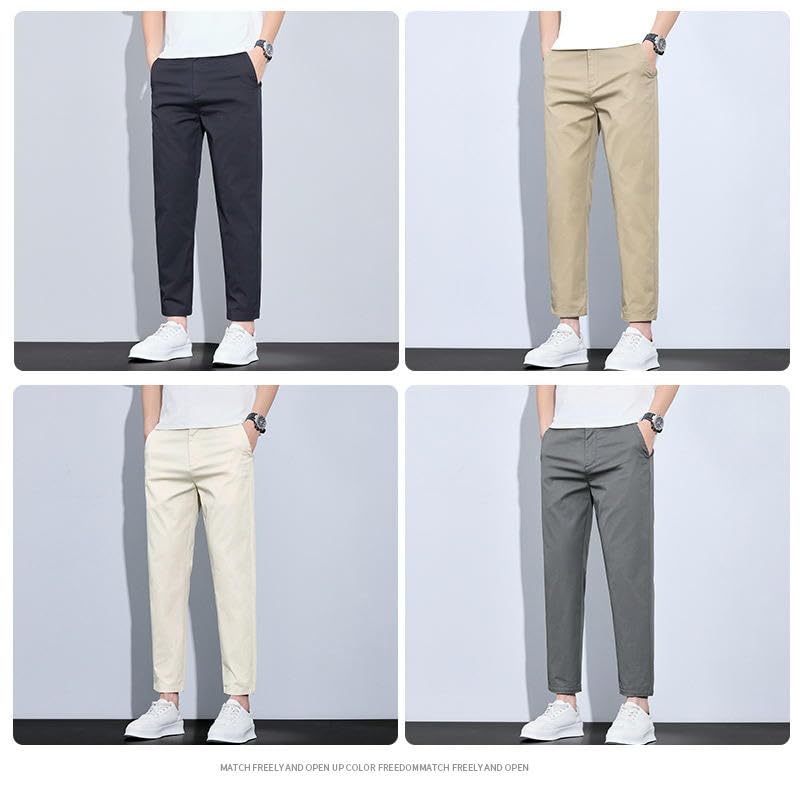 Men's Summer Thin Ice Silk Slim Straight Business Versatile Casual Pants4