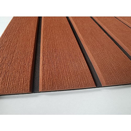 Yuanjiasheng Eva Faux Teak Decking Sheet For Boat Yacht Non-Slip Marine Flooring Mat 94.5"× 35.4" Bevel Edges (Drak Brown With Black Lines) #TOP3