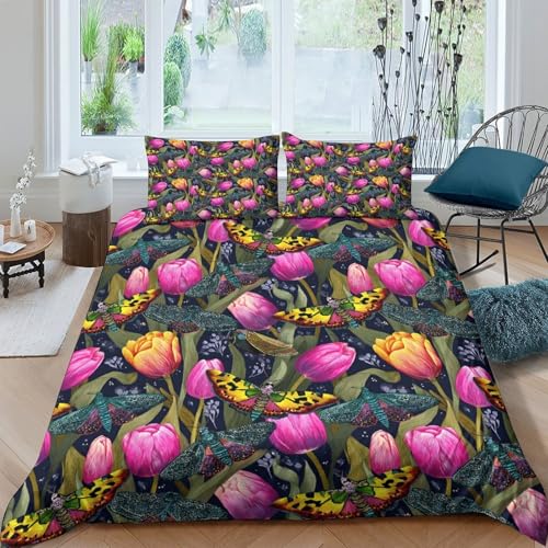Housse de couette branche florale microfibre 260x220 cm