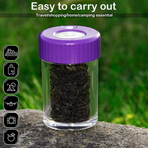 Stash Jar Light-Up Led Glass Air Tight Storage Jars Smell Proof Jar 8 Times Magnifying Viewing Jar,Glow Jar With Grinder,Portable Herb Container 110Ml,Keep Foods Dry And Fresh (Purple, No Grinder) #TOP5