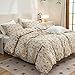 ERZRGA Floral King Duvet Cover, 100% Cotton Chic Bedding Set King - Garden Vintage Style, 1 Duvet Cover and 2 Pillowcases with Zipper Closure