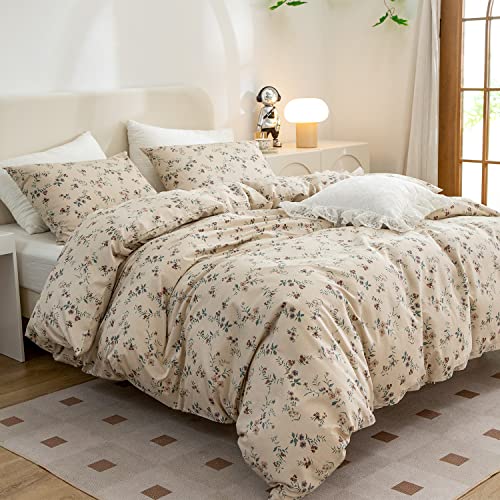 TISPLR Floral Full Comforter Set 3 Pieces Soft Chic Garden Style Floral Print Lightweight Vintage Botanical Flowers Comforter Set for All Seasons 1 Comforter and 2 Pillowcases by TISPLR - Used condition - Image 2