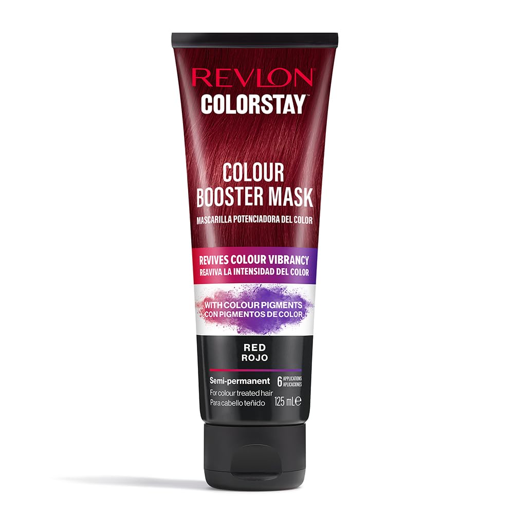 REVLON ColorStay Booster Mask, Mascarilla Potenciadora del Color, Coloración Temporal que Aporta Hidratación, Brillo y Neutraliza Reflejos, Hasta 6 Usos, Tono Rojo 125 ml