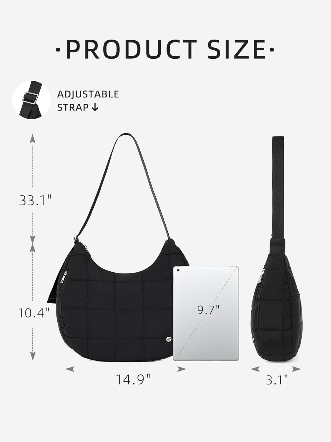 WESTBRONCO Puffer Crescent Shoulder Bags for Women Puffy Quilted Handbags, Nylon Shoulder Purse with Adjustable Strap - Image 2