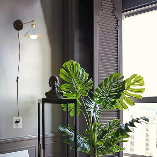 Image of ANYE Wall Sconce UL Plug-in Cord Bronze E26 Base Retro Minimalist Style Silver Iron Shade Wall Light Fixture for Cabinet Kitchen Hotel Bulb Sold Separately