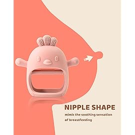 2 Packs Baby Teething Toy Silicone Teething Mitten for Babies Over 3 Months Anti Dropping Wrist Hand Teethers Baby Chew Toys for Sucking Needs, BPA Free (Pink & Caramel)