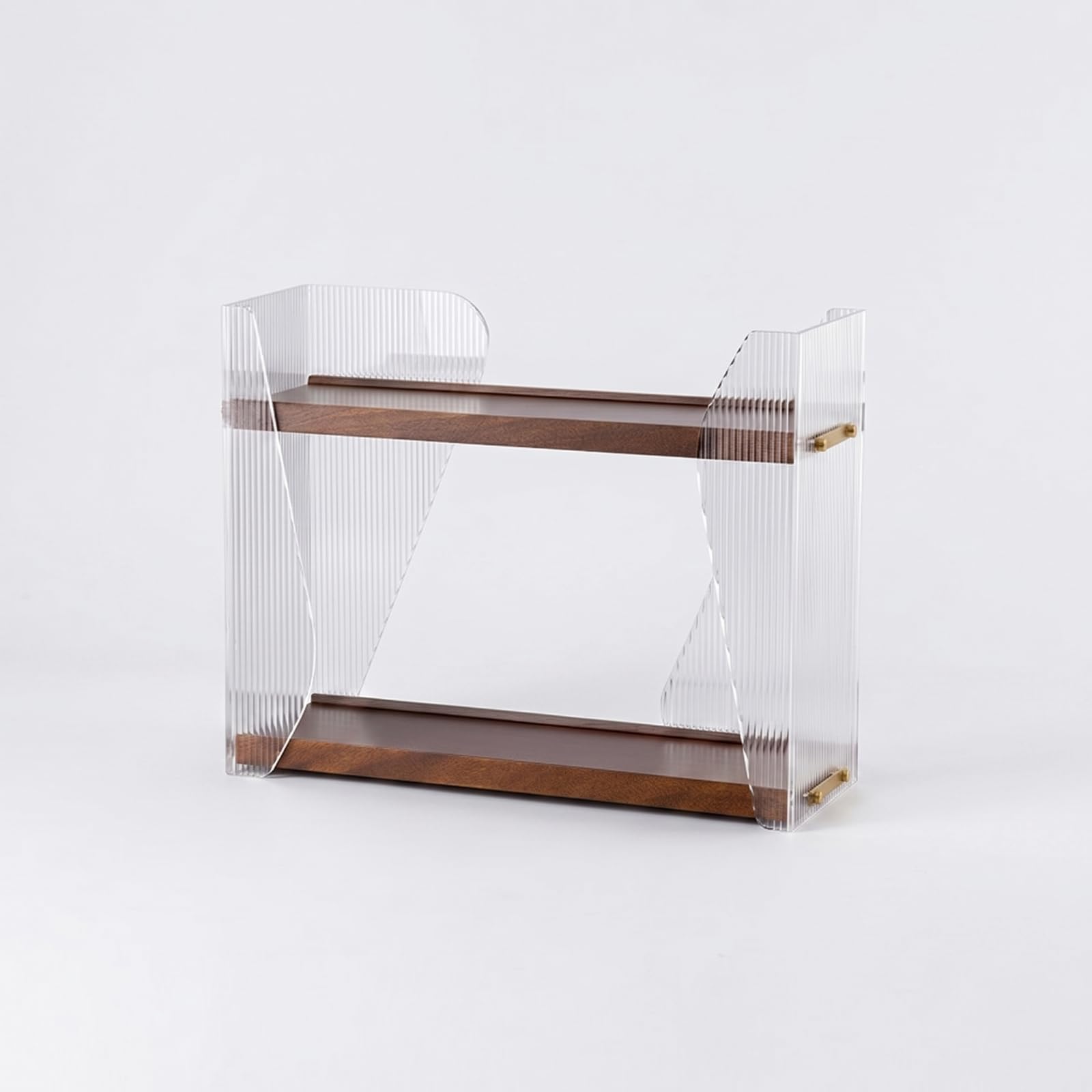 Baoblaze Estante para Cosméticos Organizador de Maquillaje Repisa de Tocador Estantería de Escritorio de Doble Nivel con Madera y Acrílico Transparente Orden y, Grande