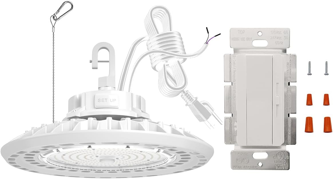 LED UFO High Bay Light 200W White Bundle LED Dimmer Switch 1Pack