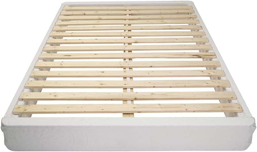 Happsy Organic Bed Foundation - King - Heavy Duty Bed Base - Eco-Friendly Pine Wood Mattress Foundation
