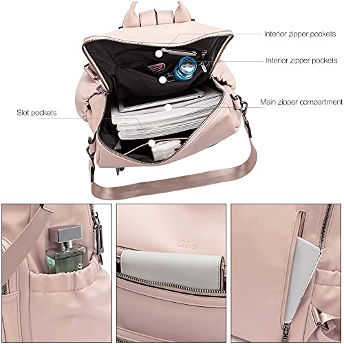 Image of Backpack Purse for Women Fashion Leather Designer Travel Large Ladies Shoulder Bags with Tassel Pink