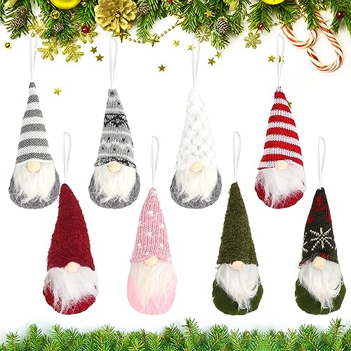 EKKONG Juego de 8 Gnomos Navidad, Decoración Navideña Sin Rostro, Adornos Navideños, Gnomo, Hecho a Mano, Escandinavo, Adornos de Papá Noel, para Decoración de la Casa, Árbol de Navidad (B)