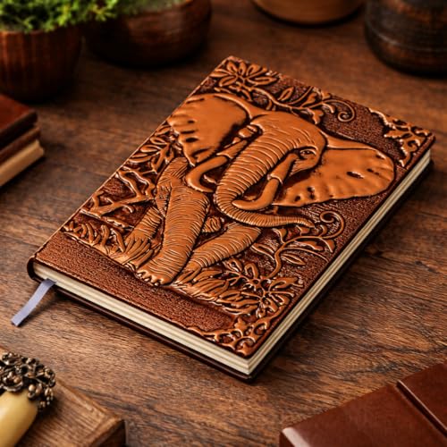 Image of Giftana 3D Elephant DND Vintage Notebook Diary for Men and Women, Antique Diary with 200 Pages | Premium Writing A5 Journal Leather Diaries, Travel Diary, Corporate Gift for Employees (Copper)