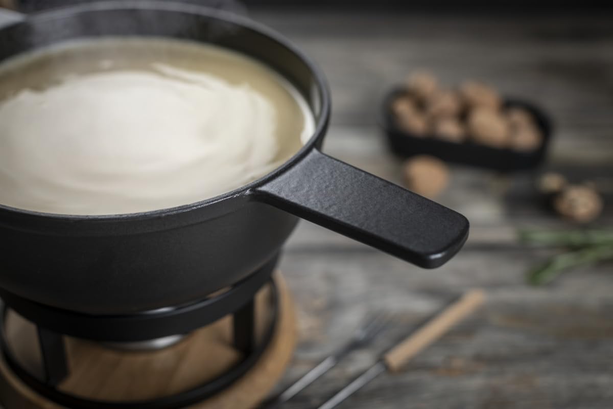 KUHN RIKON Käsefondue Set Induktion Gusseisen schwarz matt Alpstein 24 cm