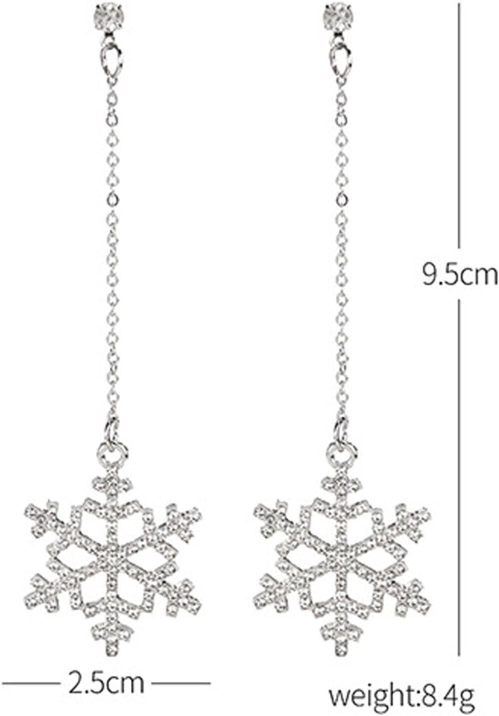 Snowflake Earrings for Women Girls,Rhinestone Silver Snowflake Winter Dangle Earrings Crystal Sparkly White Drop Earrings Christmas Jewelry Gifts - Image 3