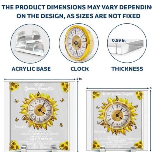 Empowering Personalized Acrylic Desk Clock for Daughters - Custom Sunflower Design Gift from Parents - Image 5