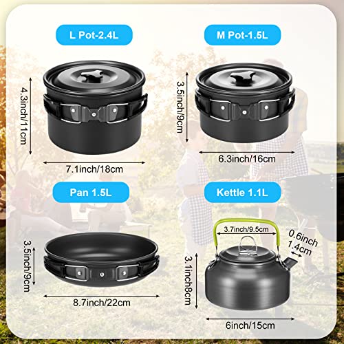 image for Gejoy 42 Pcs Camping Cookware Mess Kit, Non Stick Lightweight Pots Pan