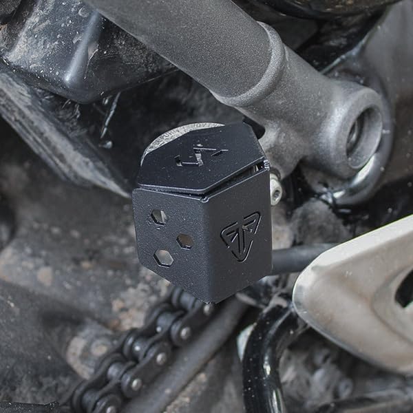 Image of Rear Resevoir Guard | Rear Brake Oil Container Cover Compatible with Triumph Speed 400 | speed T4 | Scrambler 400X | Scrambler 400XC (Black, Pack of 1)