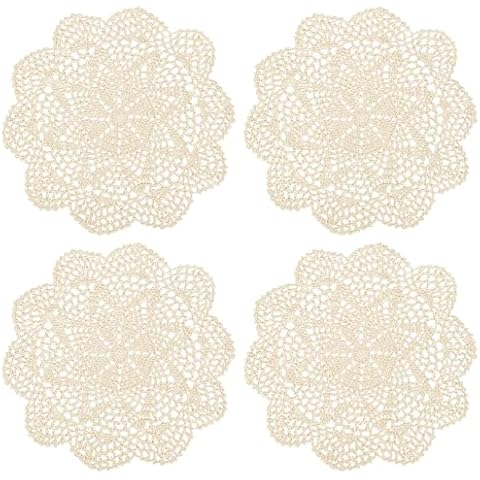 kilofly Crochet Cotton Lace Table Placemats Doilies Value Pack Cover
