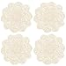 kilofly Crochet Cotton Lace Table Placemats Doilies Value Pack, 4pc, Roma, Beige, 10 inch