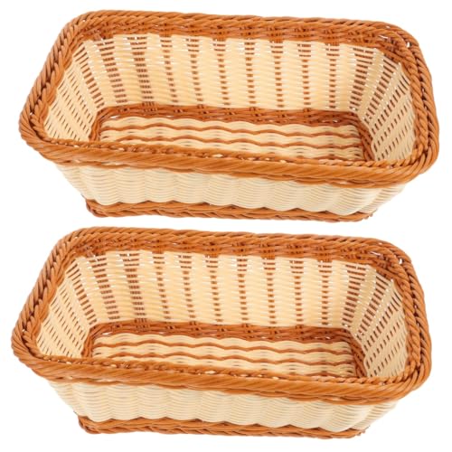 ABOOFAN 2 Piezas cesta de pan de ratán pequeña cesta tejida cestas de pan para servir Canasta de pan de mimbre Canasta de pan de plástico cesta creativa cesta de cocina Reutilizable