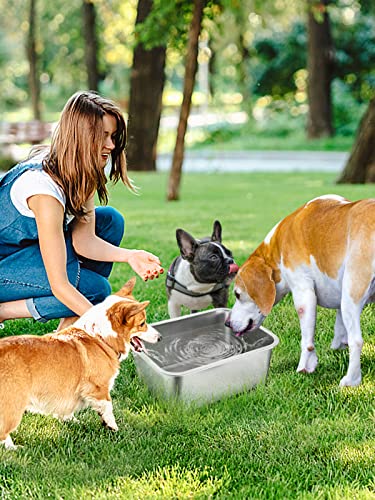 3 Gallons Extra Large Dog Water Bowl, Durable Stainless Steel Dog Bowl, Safe High Capacity Water and Food Bowl for Large, X-Large Breed Dogs Indoor Outdoor