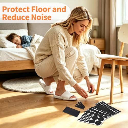 Felt Furniture Pads 300 Pieces, Furniture Pads for Hardwood Floors, Felt Pads for Chair Legs Furniture, Floor Protectors for Furniture Black by FURNIMATE - Image 2