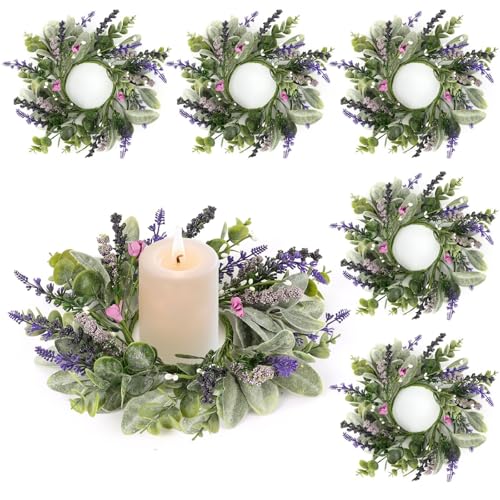 Purple Floral Candle Wreath Set