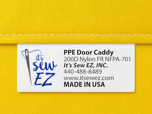 Image of It's Sew EZ Personal Protection Equipment (PPE) Isolation Door Caddy - 6 Pockets - NFPA-701 Fire Retardant Nylon Oxford with Two Stainless Steel Hooks included (Yellow, 6 pockets)