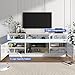 chartustriable LED TV Stand for 80 Inch TV, Modern Tall Entertainment Center with Power Outlets, High Gloss TV Stand, Gaming TV Media Console with Glass Shelf for Living Room, 71 Inch, White