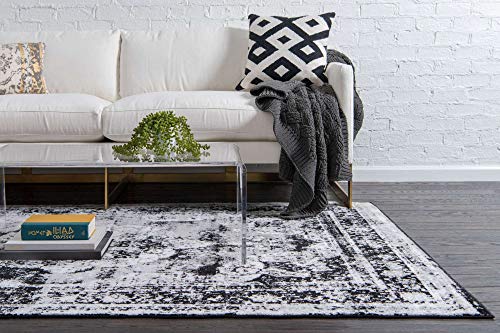 Unique Loom Sofia Collection Area Rug - Salle Garnier (7' 10" x 11' Rectangle, Black/ Ivory) - Thumbnail 3