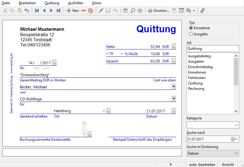 Prodaro Quittung Update