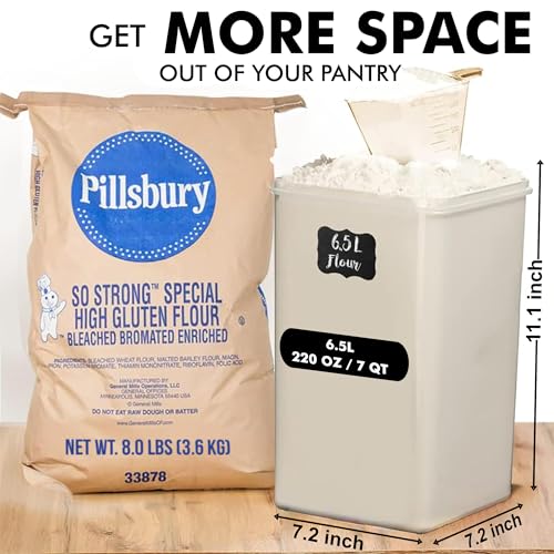 Image of WHITE FEATHER SUPPLIES 2 PC [7 Qt / 6.5L / 220 Oz] Large Food Storage Containers with Lids Airtight - BPA Free Clear Plastic Kitchen and Pantry Storage Containers for Cereal, Flour, Sugar, Rice