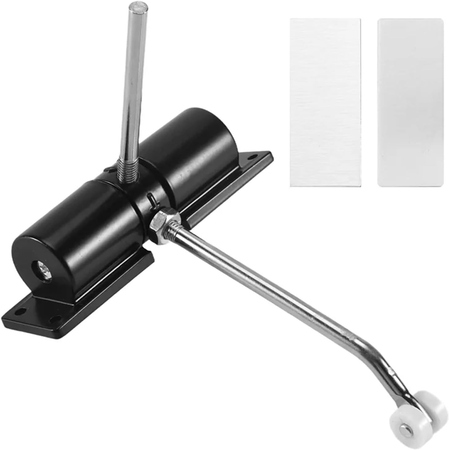 AT44-Door Closer Household Black Belt Wheel Adjustable Door Closing Light Zinc Alloy Spring