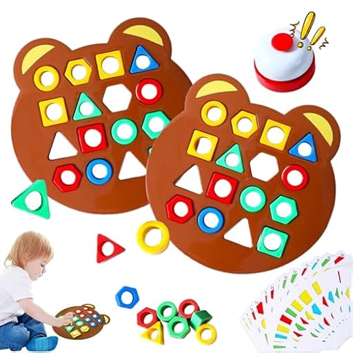 Juego de emparejar Formas, Juego de Mesa de emparejamiento rápido de Formas geométricas, Adorable Tablero de ajedrez con Forma de Oso, Juegos de Mesa interactivos para Dos Jugadores (1 Juego) | Ya disponible en tu tienda friki favorita! En mundofriki.es!