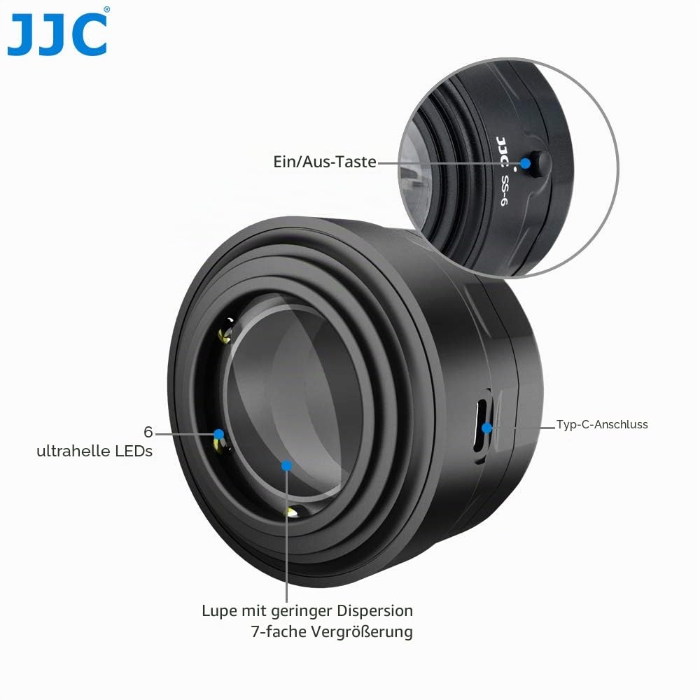 JJC Universal-Lupe Reinigungs mit 7-facher Vergrößerung und LED-Beleuchtung für DSLR/Mirrorless Kamera Sensor