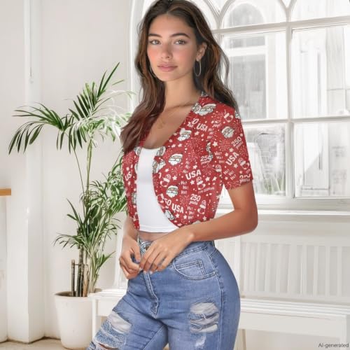 Image of Womens Short Sleeve Bolero Shrug Open Front Knit Cropped Cardigan Shoulder Cover for Dress Cute Casual Knit Cover Up