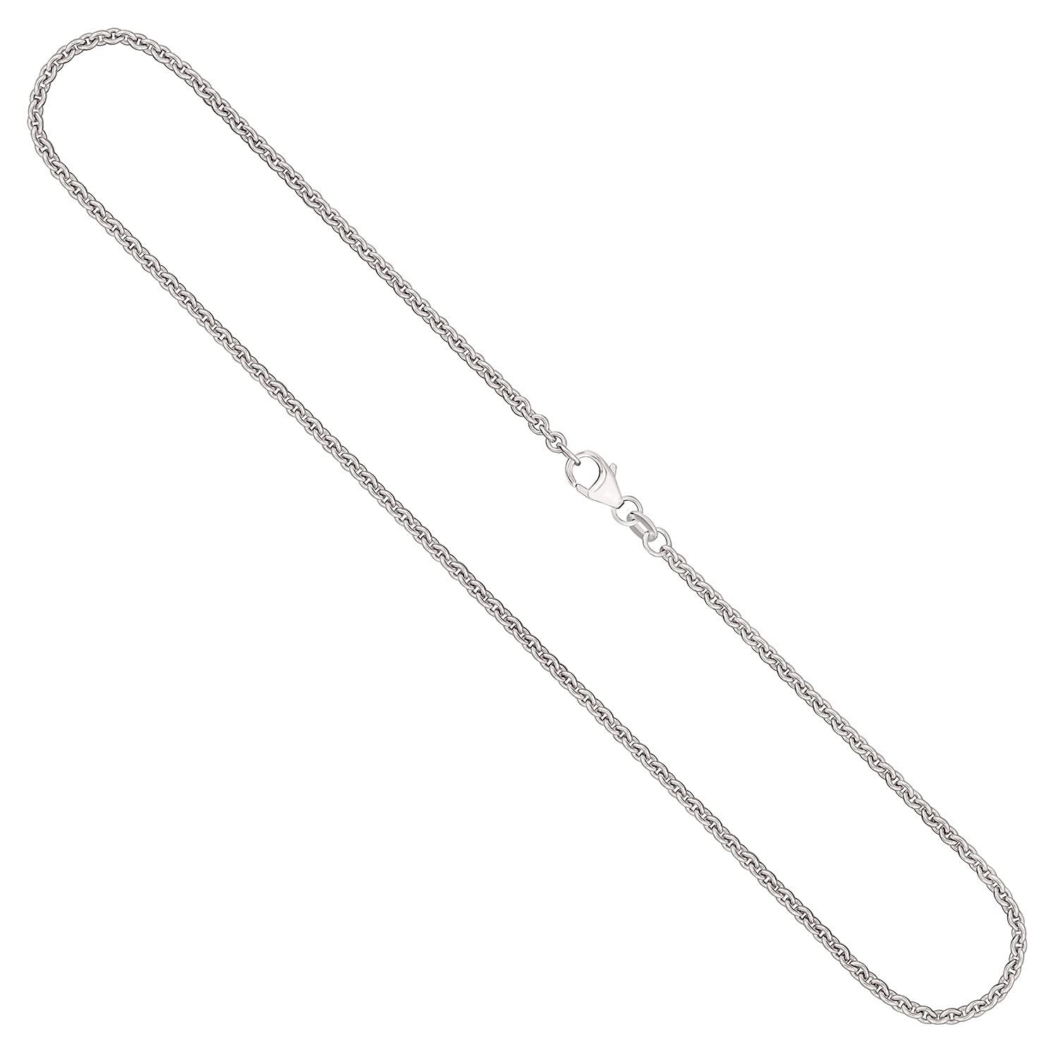 EDELIND Catenina Uomo Oro Bianco 585 Ancora Rotonda, largh. 2,4 mm, con Chiusura ad Aragosta, Marchio di Garanzia Made in Germany