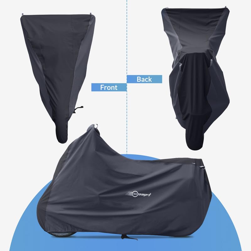 Image of Neodrift 'SuperMax' Bike Cover Suitable for Indian Chieftain (All-Weather Motorcycle Protection, Water & UV Resistant, Windproof) (Colour: Black - Dark Grey)