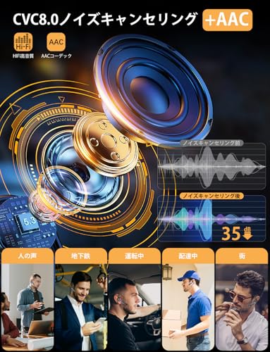 Bluetooth5.3技術 Bluetoothヘッドセット Bluetoothイヤホン ブルートゥースイヤホン 片耳イヤホン マイク付き 耳掛け式 最大15時間連続再生 ハンズフリー通話可 ACC対応 Type-C SIRI&ミュート機能 快適装着 2台同時接続可能 CVC8.0 カナルタイプ 運転/在宅勤務/テレワーク/LINEチャット/zoom会議/skype等に対応