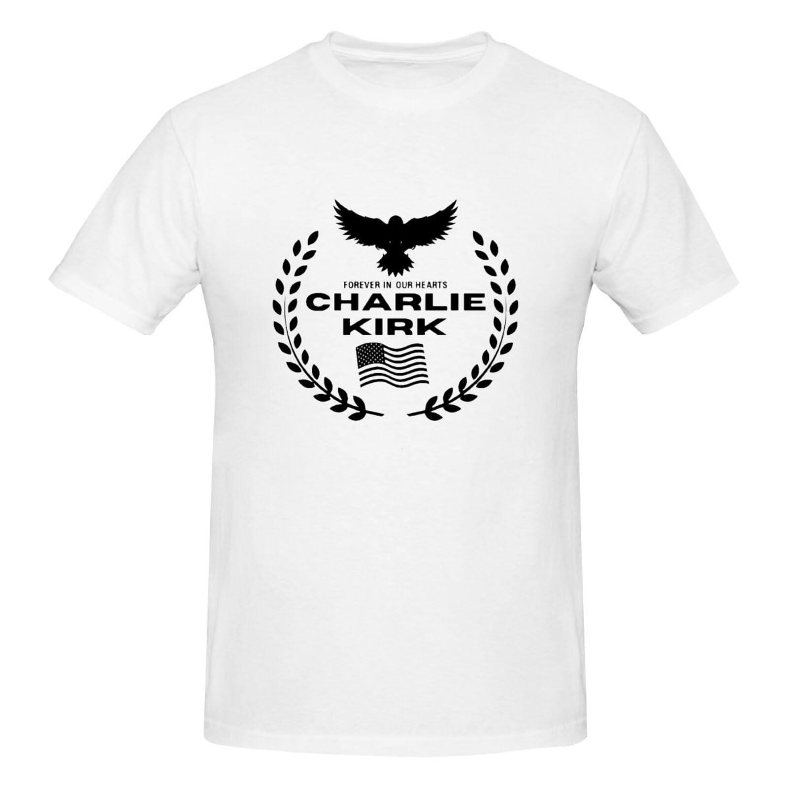 Peiyeety Men's White Rip Charlie Kirk T-Shirt Charlie Kirk Forever In Our Hearts Short Sleeve 3X-Large