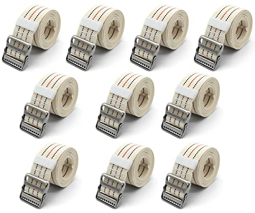 LiftAid Transfer and Gait Belt 60 Inch with Metal Buckle and Loop - Walking, Standing and Transfer Assist Aid for Seniors, Elderly Patients, Caregiver, Nurse, Therapist (Beige Pack of 10)