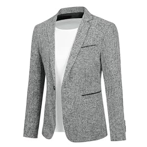 Allthemen Mens Casual 1 Button Blazer Slim Fit Blazer Jacket Lightweight Suit Jackets
