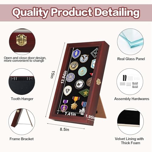 Image of VERANI Pin Display Case Badge Display Frame Oversized Black for Beach Tags