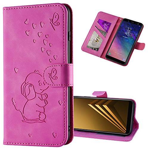 COTDINFORCA Custodia Flip Per Huawei P9 Lite – Pelle PU Con Motivo Cuore Elefante, Portafoglio E Funzione Cavalletto, Arancione