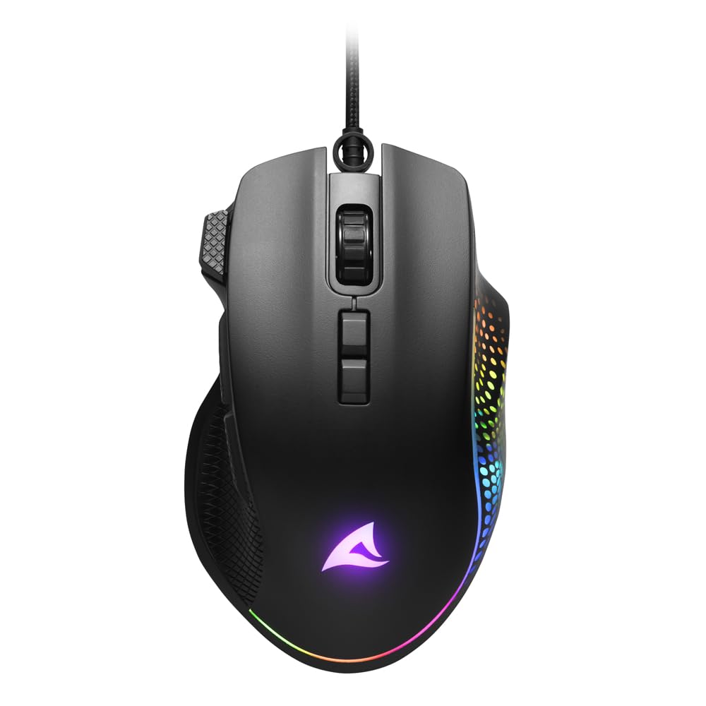 Sharkoon SHARK Force 3: il mouse da gioco definitivo con 12.800 DPI, 8 pulsanti e illuminazione RGB - Ergonomico e adatto a tutti i tipi di impugnatura