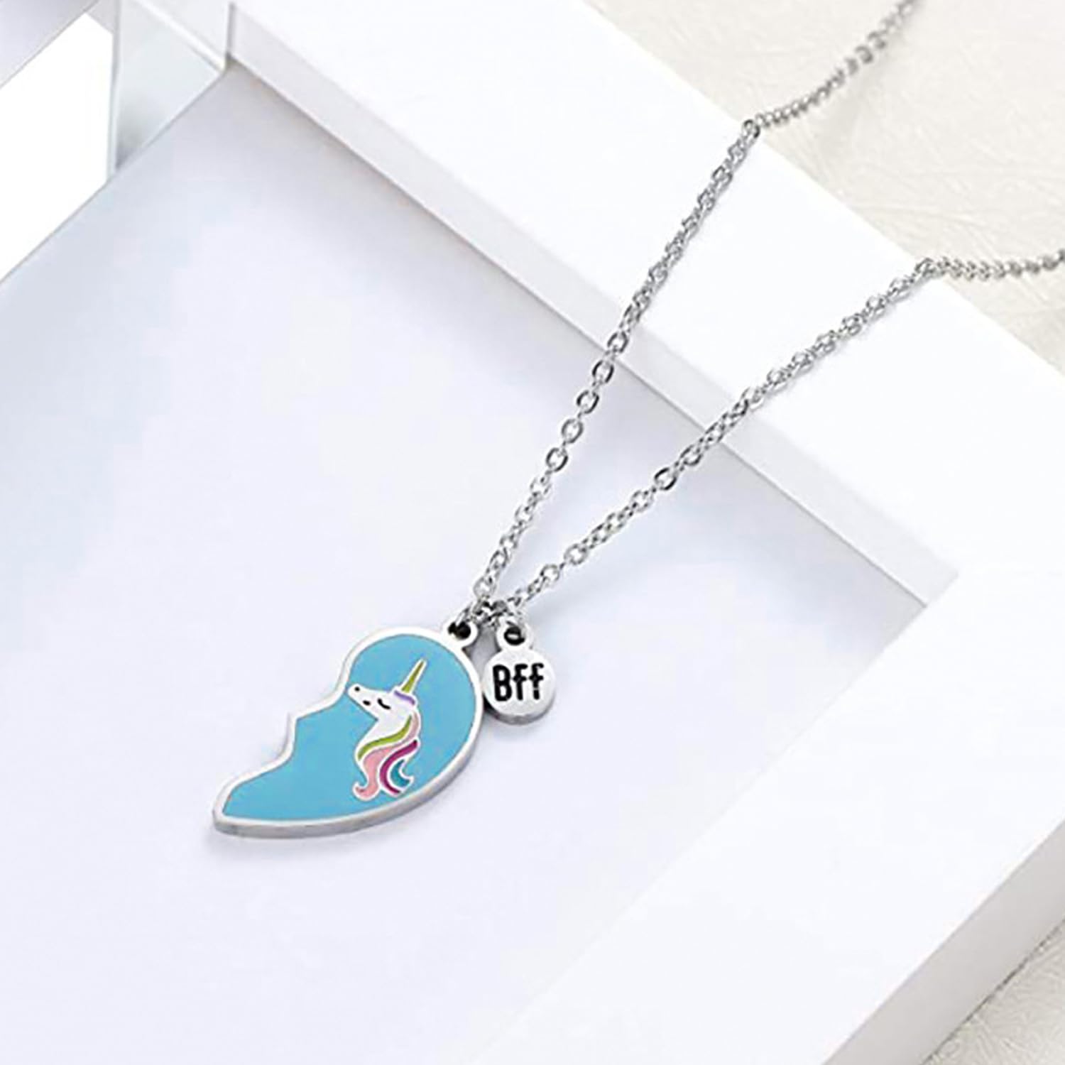 BFF Heart Unicorn Pendant Necklace Combo