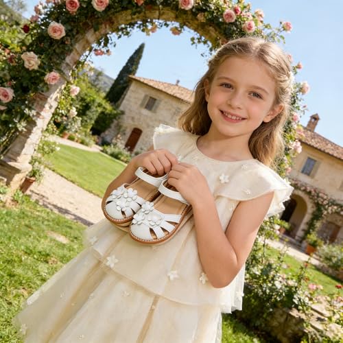 Image of Flaryzone Girls Sandals Closed Toe Summer Flats Dress Sandals Shoes Toddler /Little Kid