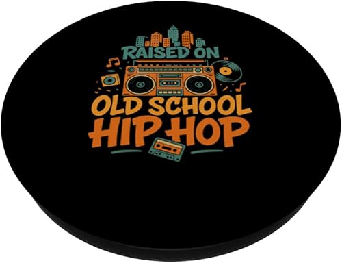 Miniatura 2 de Raised on Old School Hip Hop Retro Boombox PopSockets Adhesive PopGrip